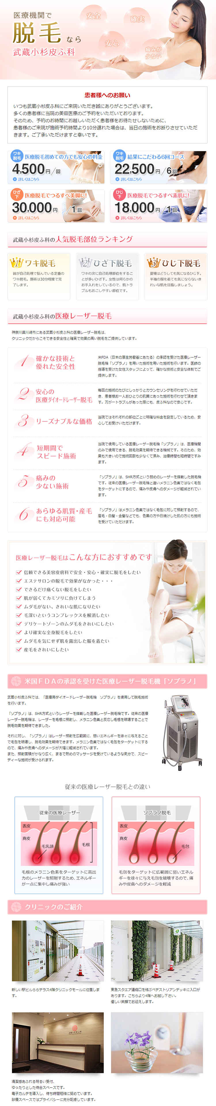 武蔵小杉皮ふ科のお知らせ内容
